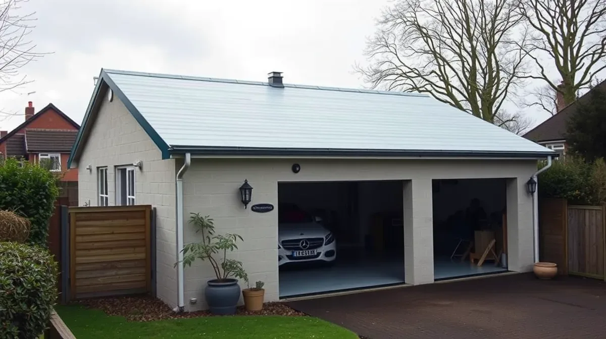 Concrete sectional garage with freshly recovered flat roof
