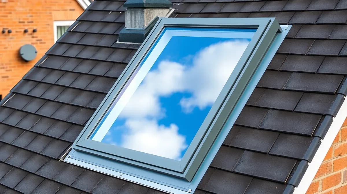 New roof window fitted flush into a slate roof